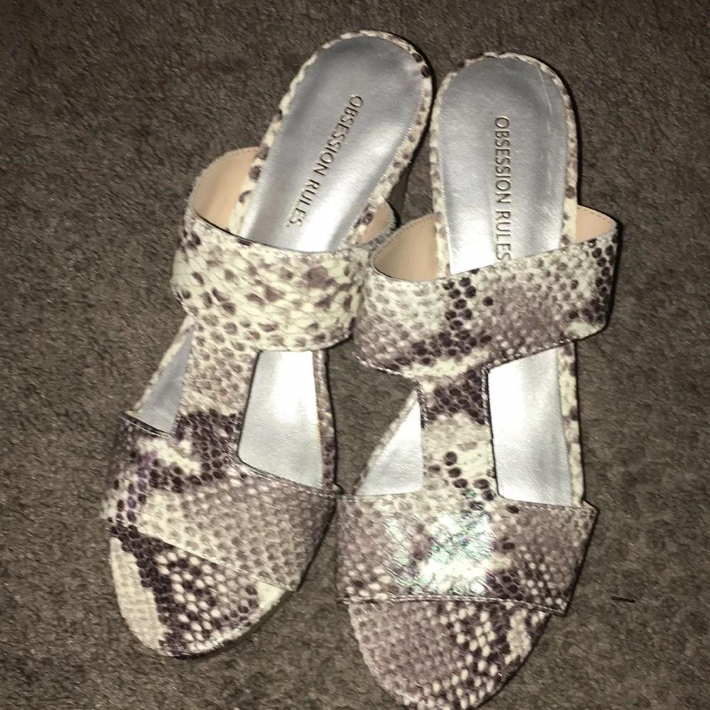 Obsession Rules Debbie Snakeprint Leather Sandals